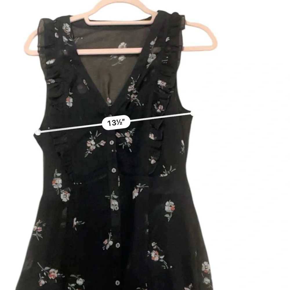 Abercrombie & Fitch sheer maxi over mini sleeveless floral dress black small